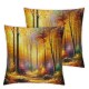 Ulloord  Oil Painting Landscape Throw Pillow Covers,Colorful Autumn Trees Semi Abstract Decorative Pillow Covers Digital Printing Linen Blended for Couch Sofa Bed Invisible Zipper