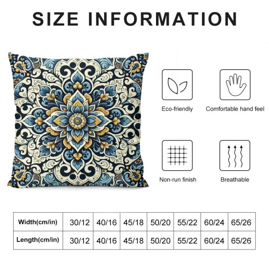 Ulloord Outdoor Waterproof Throw Pillow Covers  Floral Printed and Boho Farmhouse Outdoor Pillow Covers for Patio Funiture Garden  Blue