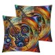 Ulloord Colorful Guita Throw Pillow Covers,Brown Decorative Pillow Covers Digital Printing Linen Blended for Couch Sofa Bed Invisible Zipper