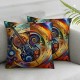 Ulloord Colorful Guita Throw Pillow Covers,Brown Decorative Pillow Covers Digital Printing Linen Blended for Couch Sofa Bed Invisible Zipper