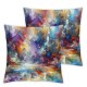 Ulloord  Multicolor Abstract Oil Painting Throw Pillow Covers,Purple Original Art Decorative Pillow Covers Digital Printing Linen Blended for Couch Sofa Bed Invisible Zipper