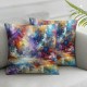 Ulloord  Multicolor Abstract Oil Painting Throw Pillow Covers,Purple Original Art Decorative Pillow Covers Digital Printing Linen Blended for Couch Sofa Bed Invisible Zipper