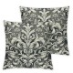 Ulloord Black Grey Throw Pillow Covers,Flourish Damask Gray On Black Decorative Pillow Covers Digital Printing Linen Blended for Couch Sofa Bed Invisible Zipper