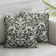 Ulloord Black Grey Throw Pillow Covers,Flourish Damask Gray On Black Decorative Pillow Covers Digital Printing Linen Blended for Couch Sofa Bed Invisible Zipper