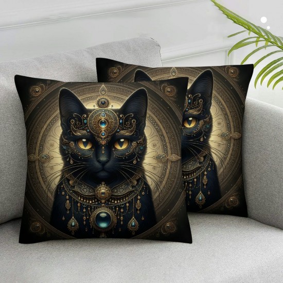 Ulloord Halloween Throw Pillow Covers, Witch Cloak Inspirational Decorative Pillow Covers Digital Printing Blended Fabric for Couch Sofa Bed Invisible Zipper