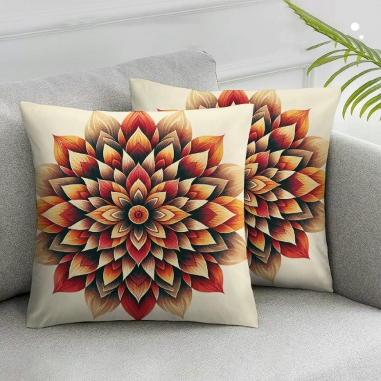 Ulloord Orange Sunflower Throw Pillow Covers, Abstract Decorative Pillow Covers Digital Printing Linen Blended for Couch Sofa Bed Invisible Zipper