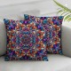 Ulloord  Colorful Vintage Mandala Throw Pillow Covers, Decorative Pillow Covers Digital Printing Linen Blended for Couch Sofa Bed Invisible Zipper