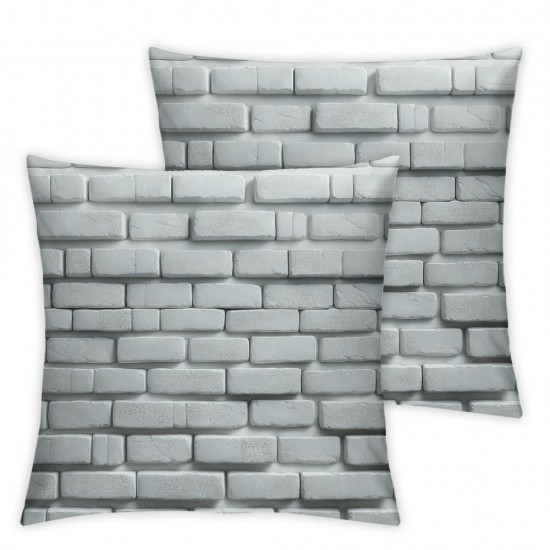 Ulloord Grey Brick Throw Pillow Covers,White Texture Decorative Pillow Covers Digital Printing Linen Blended for Couch Sofa Bed Invisible Zipper