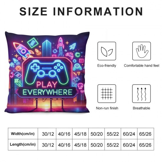 Ulloord Modern Throw Pillow Covers,Night Smartphone Sign Decorative Pillow Covers Digital Printing Linen Blended for Couch Sofa Bed Invisible Zipper