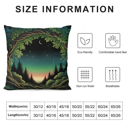 Ulloord Grass Throw Pillow Covers,Green Forest Decorative Pillow Covers Digital Printing Blended Fabric for Couch Sofa Bed Invisible Zipper