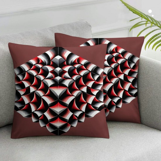 Ulloord  Red Black Plaid Throw Pillow Covers,Classic Lumberjack Plaid in Red and Black Decorative Pillow Covers Digital Printing Linen Blended for Couch Sofa Bed Invisible Zipper