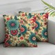 Ulloord Pastel Color Flower Throw Pillow Covers, Yellow Decorative Pillow Covers Digital Printing Linen Blended for Couch Sofa Bed Invisible Zipper