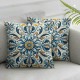 Ulloord Outdoor Waterproof Throw Pillow Covers  Floral Printed and Boho Farmhouse Outdoor Pillow Covers for Patio Funiture Garden  Blue