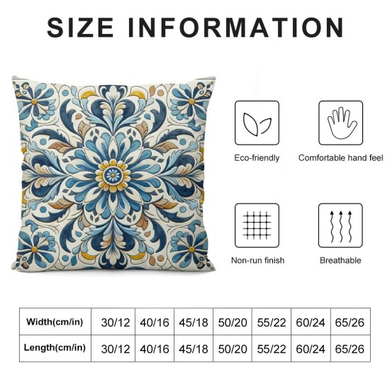 Ulloord Outdoor Waterproof Throw Pillow Covers  Floral Printed and Boho Farmhouse Outdoor Pillow Covers for Patio Funiture Garden  Blue