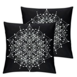 Ulloord Black Retro Throw Pillow Covers,White Decorative Pillow Covers Digital Printing Linen Blended for Couch Sofa Bed Invisible Zipper