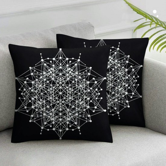 Ulloord Black Retro Throw Pillow Covers,White Decorative Pillow Covers Digital Printing Linen Blended for Couch Sofa Bed Invisible Zipper