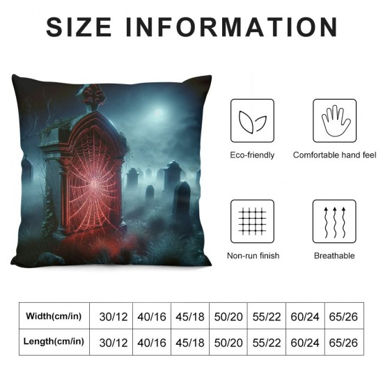 Ulloord Witch Hat Skull Throw Pillow Covers, Strange Light School Decorative Pillow Covers Digital Printing for Couch Sofa Bed Invisible Zipper