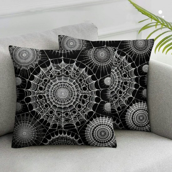 Ulloord Black Retro Throw Pillow Covers,White Decorative Pillow Covers Digital Printing Linen Blended for Couch Sofa Bed Invisible Zipper