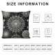 Ulloord Black Retro Throw Pillow Covers,White Decorative Pillow Covers Digital Printing Linen Blended for Couch Sofa Bed Invisible Zipper