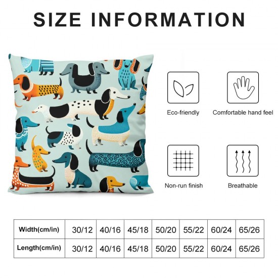 Ulloord Cute Throw Pillow Covers,Dog Small Puppies Textile Animal Decorative Pillow Covers Digital Printing Linen Blended for Couch Sofa Bed Invisible Zipper