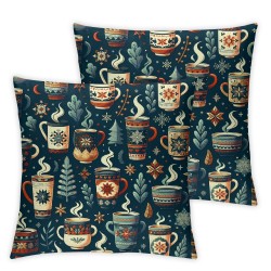 Ulloord Hot DrinkThrow Pillow Covers, PatternDecorative Pillow Covers Digital Printing for Couch Sofa Bed Invisible Zipper