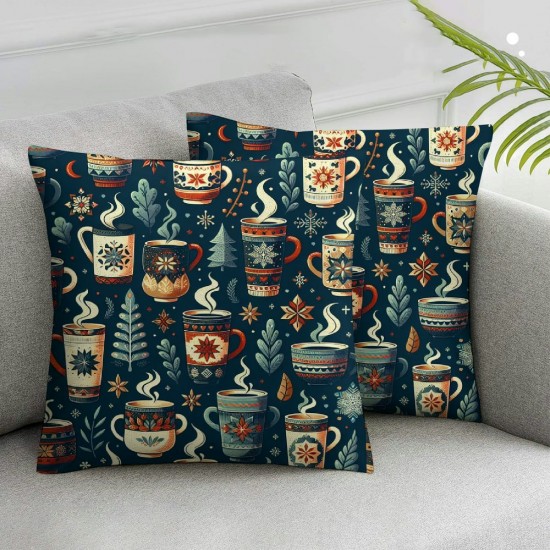 Ulloord Hot DrinkThrow Pillow Covers, PatternDecorative Pillow Covers Digital Printing for Couch Sofa Bed Invisible Zipper