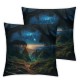 Ulloord Throw Pillow Covers,Green Decorative Pillow Covers Digital Printing Blended Fabric for Couch Sofa Bed Invisible Zipper