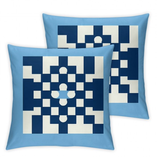 Ulloord  Blue White Abstract Throw Pillow Covers,Checkered Fabric Blue Plaid Art Decorative Pillow Covers Digital Printing Linen Blended for Couch Sofa Bed Invisible Zipper