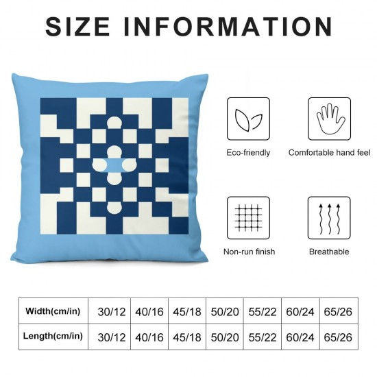 Ulloord  Blue White Abstract Throw Pillow Covers,Checkered Fabric Blue Plaid Art Decorative Pillow Covers Digital Printing Linen Blended for Couch Sofa Bed Invisible Zipper