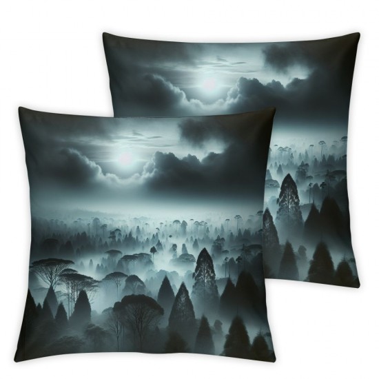 Ulloord  Misty Forest Throw Pillow Covers,View of Far Horizon Vintage Film Decorative Pillow Covers Digital Printing Linen Blended for Couch Sofa Bed Invisible Zipper