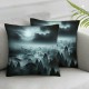 Ulloord  Misty Forest Throw Pillow Covers,View of Far Horizon Vintage Film Decorative Pillow Covers Digital Printing Linen Blended for Couch Sofa Bed Invisible Zipper