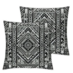 Ulloord Throw Pillow Covers,Ethnic White Stripes Decorative Pillow Covers Digital Printing Linen Blended for Couch Sofa Bed Invisible Zipper