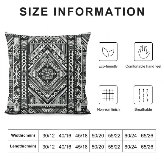 Ulloord Throw Pillow Covers,Ethnic White Stripes Decorative Pillow Covers Digital Printing Linen Blended for Couch Sofa Bed Invisible Zipper