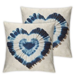 Ulloord  Throw Pillow Covers,Indigo Hearts Abstract Art Fashion Decorative Pillow Covers Digital Printing Linen Blended for Couch Sofa Bed Invisible Zipper