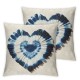 Ulloord  Throw Pillow Covers,Indigo Hearts Abstract Art Fashion Decorative Pillow Covers Digital Printing Linen Blended for Couch Sofa Bed Invisible Zipper