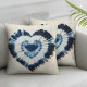 Ulloord  Throw Pillow Covers,Indigo Hearts Abstract Art Fashion Decorative Pillow Covers Digital Printing Linen Blended for Couch Sofa Bed Invisible Zipper