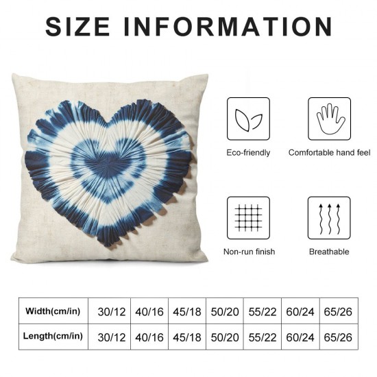 Ulloord  Throw Pillow Covers,Indigo Hearts Abstract Art Fashion Decorative Pillow Covers Digital Printing Linen Blended for Couch Sofa Bed Invisible Zipper