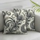 Ulloord  Gray and White Floral Throw Pillow Covers,Victorian Style White Flower On Grey Decorative Pillow Covers Digital Printing Linen Blended for Couch Sofa Bed Invisible Zipper