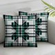 Ulloord  Olive Green Plaid Throw Pillow Covers,White Black Scottish Tartan Flannel Decorative Pillow Covers Digital Printing Linen Blended for Couch Sofa Bed Invisible Zipper