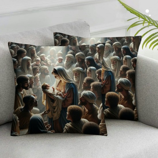 Ulloord Brown Baroque Grand Saint Throw Pillow Covers,Christmas Baby Decorative Pillow Covers Digital Printing Linen Blended for Couch Sofa Bed Invisible Zipper