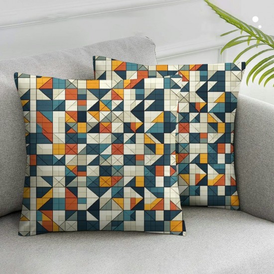 Ulloord  Yellow Black Plaid Throw Pillow Covers,Trendy Tartan Green Flannel Geometric Decorative Pillow Covers Digital Printing Blended Fabric for Couch Sofa Bed Invisible Zipper