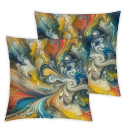 Ulloord Colorful Throw Pillow Covers,Oil Decorative Pillow Covers Digital Printing Linen Blended for Couch Sofa Bed Invisible Zipper