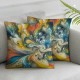 Ulloord Colorful Throw Pillow Covers,Oil Decorative Pillow Covers Digital Printing Linen Blended for Couch Sofa Bed Invisible Zipper