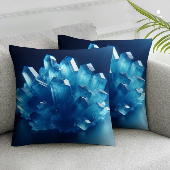 Ulloord Blue Beautiful Throw Pillow Covers,Ice Blue Art Decorative Pillow Covers Digital Printing Blended Fabric for Couch Sofa Bed Invisible Zipper