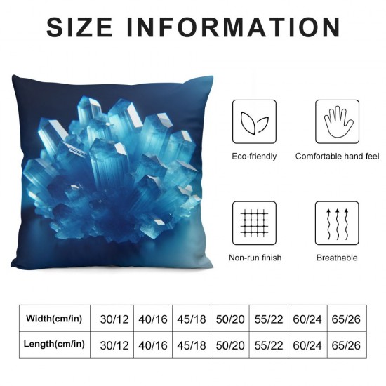 Ulloord Blue Beautiful Throw Pillow Covers,Ice Blue Art Decorative Pillow Covers Digital Printing Blended Fabric for Couch Sofa Bed Invisible Zipper