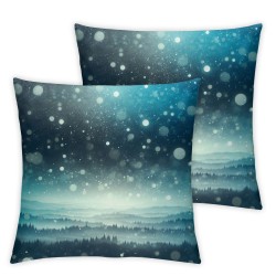 Ulloord Blue Throw Pillow Covers, Lights Christmas Decorative Pillow Covers Digital Printing Linen Blended for Couch Sofa Bed Invisible Zipper