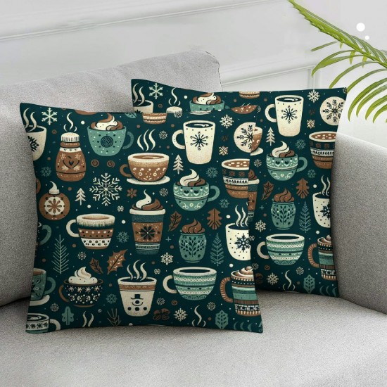 Ulloord Hot DrinkThrow Pillow Covers, Decorative Pillow Covers Digital Printing for Sofa Invisible Zipper