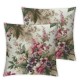 Ulloord Pink Flowers Leaves Throw Pillow Covers,Beige Watercolor Floral Decorative Pillow Covers Digital Printing Linen Blended for Couch Sofa Bed Invisible Zipper