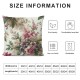 Ulloord Pink Flowers Leaves Throw Pillow Covers,Beige Watercolor Floral Decorative Pillow Covers Digital Printing Linen Blended for Couch Sofa Bed Invisible Zipper