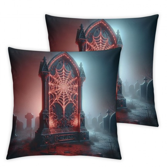 Ulloord Witch Hat Skull Throw Pillow Covers, School Decorative Pillow Covers Digital Printing for Couch Sofa Bed Invisible Zipper